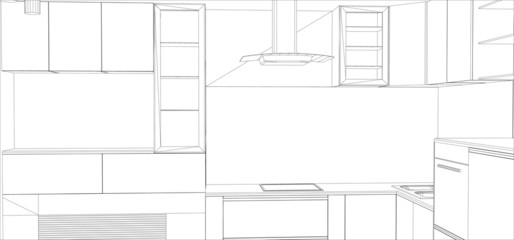 vector design process in wire-frame Illustration created of 3d