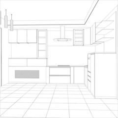 vector design process in wire-frame Illustration created of 3d