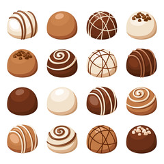 Set of chocolate candies. Vector illustration. - obrazy, fototapety, plakaty