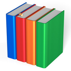 Four books educational textbooks bookshelf bookcase blank