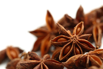 Star anise seeds isolated on white background