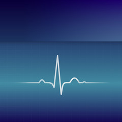 Fototapeta na wymiar Electrocardiogram. Blue vector design. Place for your text.