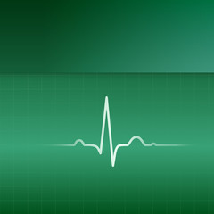 Plakat EKG line and green background. Place for your text.