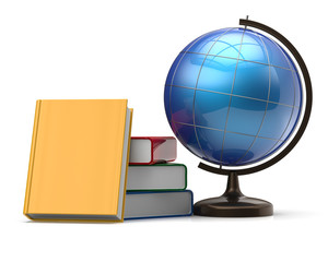 Globe and books blank international global geography icon