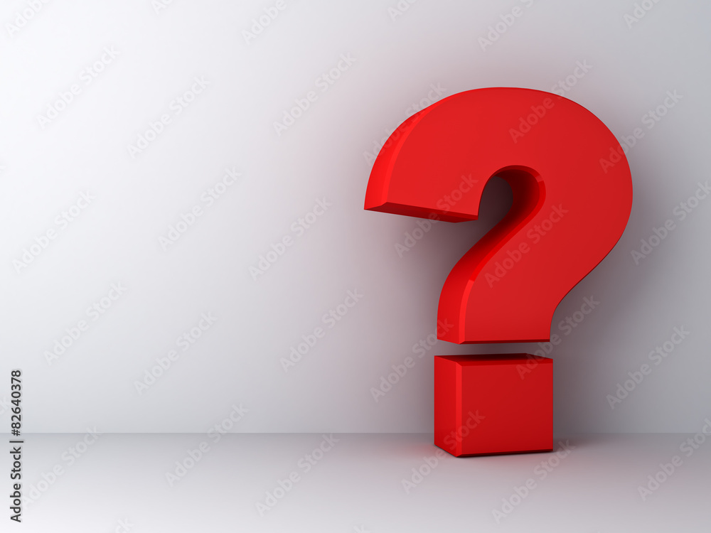 Poster red question mark on white background