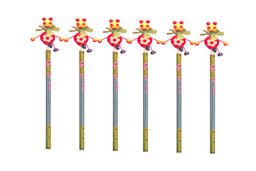 Pencil with Cartoon Character isolate on white background