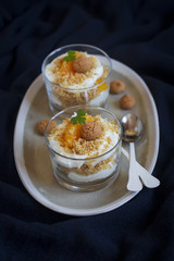 dessert with cheese and tangerines