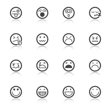 Face flat icons with reflection