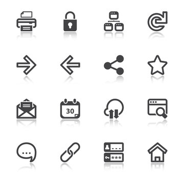Web flat icons with reflection