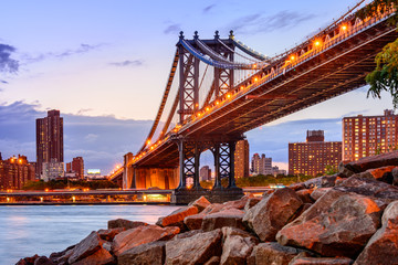 Obrazy na Szkle  Pejzaż na moście Manhattan