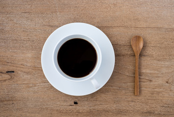 top view for cup of coffee