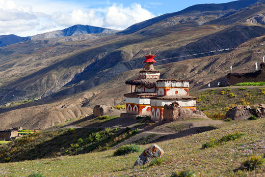 Ancient Bon stupa in Saldang village, Nepal