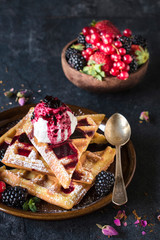 Sweet waffles and ice cream
