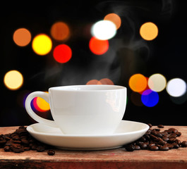 Hot Coffee with outdoor background