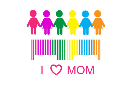 Colorful Family group with bar code
