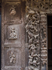 Beautiful wood carvings at Shwenandaw Monastery