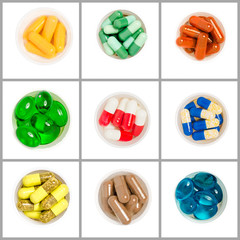 collage with different types of pills