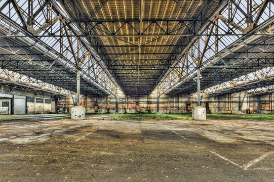 Empty warehouse in an abandoned factory