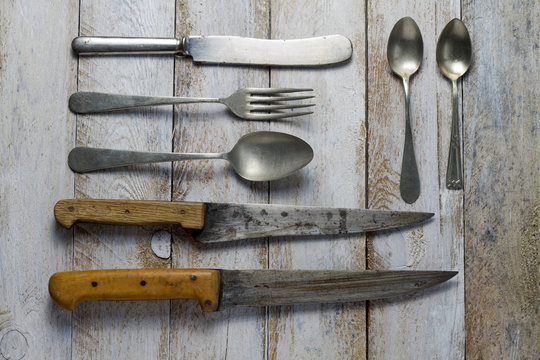 Old kitchen cutlery