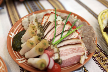 Sliced various bacon