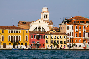 Fototapeta na wymiar Houses of Canale della Guidecca, Venice, Italy