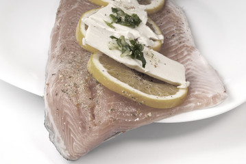 Raw salmon fillet