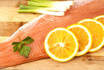 Raw salmon fillet