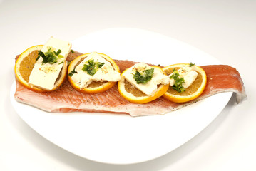 Raw salmon fillet