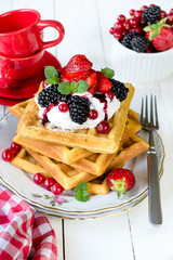 Waffles and berry fruits