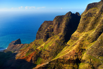 Aerial view of spectacular Na Pali coast, Kauai