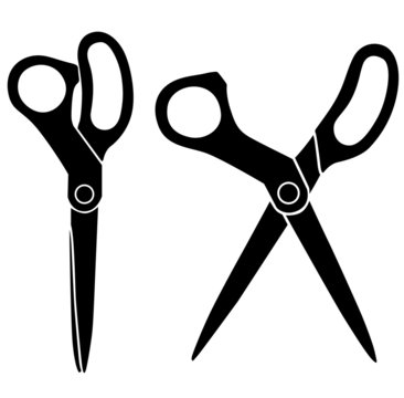 Silhouette image of opening and closing stationery scissors