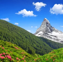 Tableaux ronds sur aluminium brossé Cervin Matterhorn is a mountain in the Pennine Alps - Switzerland