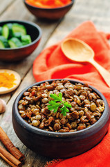 spicy curry cinnamon green lentils