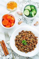 spicy curry cinnamon green lentils