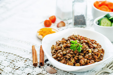 spicy curry cinnamon green lentils