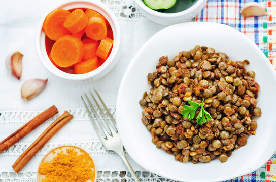 spicy curry cinnamon green lentils