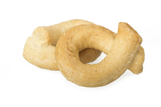 Taralli on the  white,Traditional Italian snack from Puglia