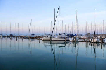 Fototapeta na wymiar Sailing boats in the marina, lake Balaton