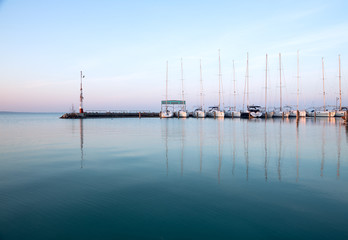 Fototapeta premium Sailing boats in the marina, lake Balaton