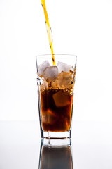 soft drinks. Cola Pour From Bottle to Glass