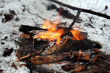 The fire on the snow