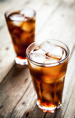 soft drink on a wooden background