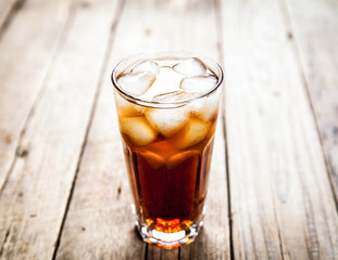 soft drink on a wooden background