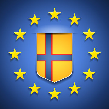 Flag of Ingria with EU flag