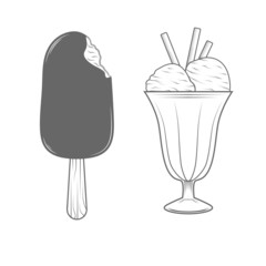 Ice cream illustration. Vintage draw style.