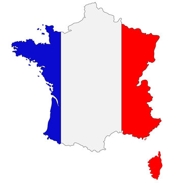 Map of France painted in national colors