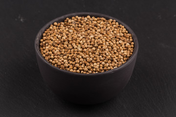 Close up of dried coriander seeds