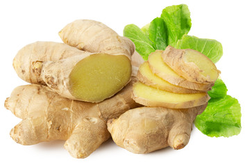 ginger roots isolated on the white background