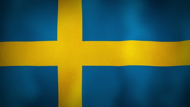 The Sweden flag blowing in the wind. Seamless loop.