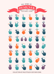 Touch Gestures line icons set. - Designer collection